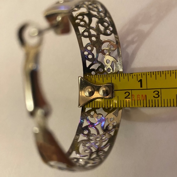 Silver Large Wide Laser Cut Hoops 1.75" - Picture 4 of 6